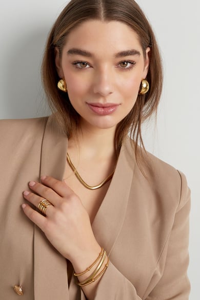 Unisex Kette flach mit Struktur - Goldfarbe-6.0MM h5 Bild4
